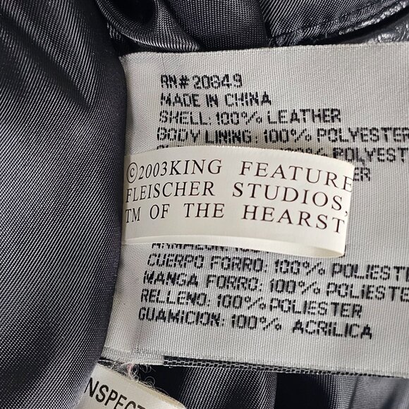 Vintage Y2K American Toons Betty Boop Mens Small Black Leather Bomber Jacket - Picture 11 of 14